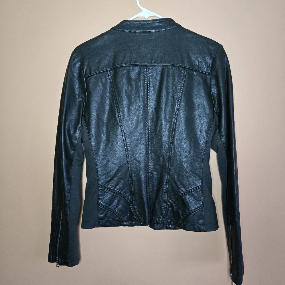Guess Green Bomber Biker Vegan Leather Jacket, M (PTP=18") - Picture 11 of 15